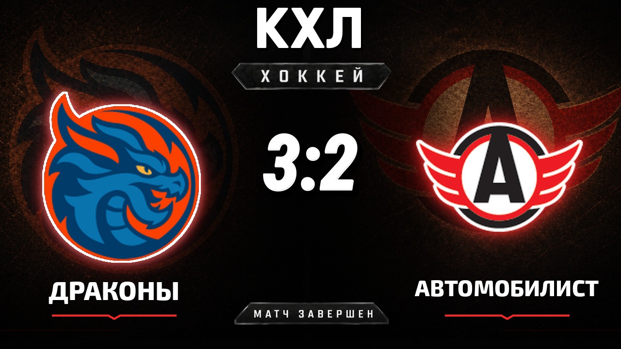 Драконы — Автомобилист: результат матча КХЛ
