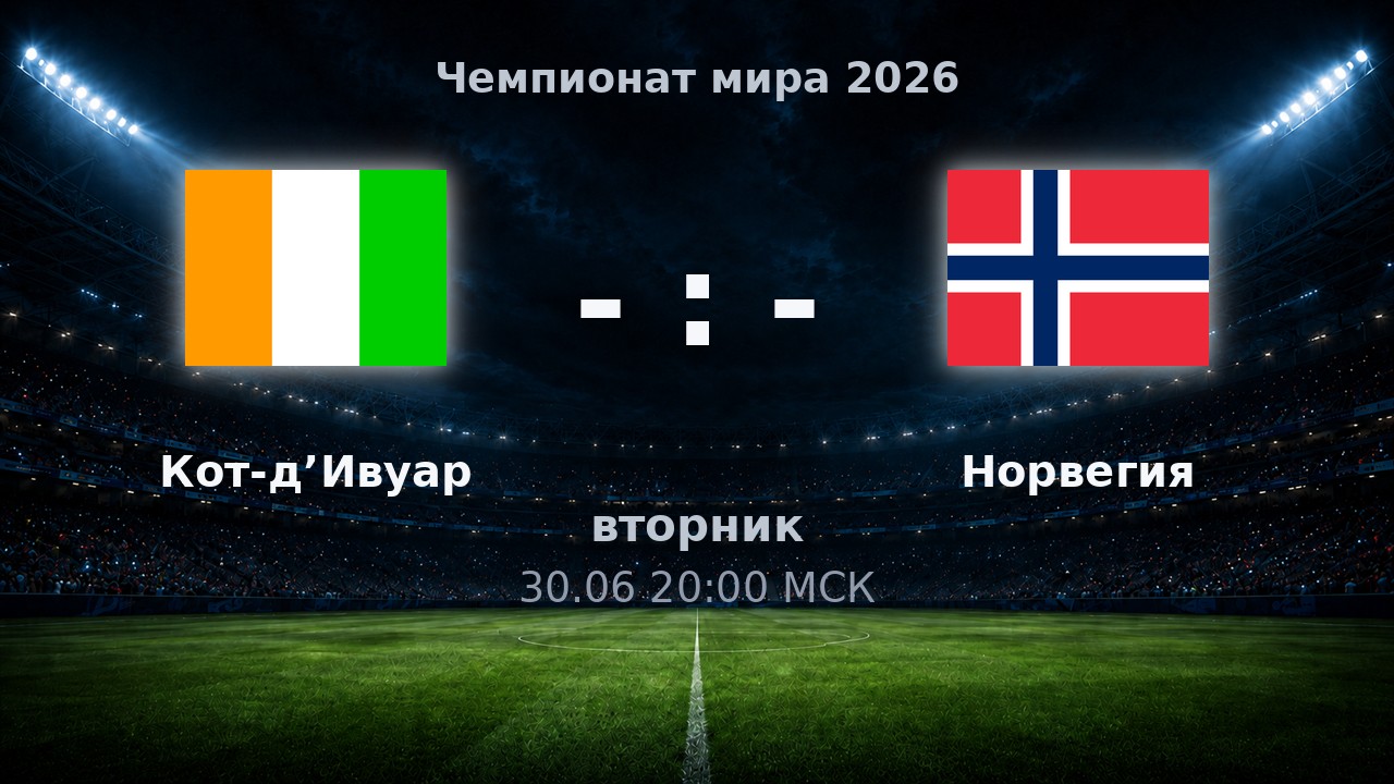 Кот-д’Ивуар — Норвегия: анонс матча ЧМ-2026