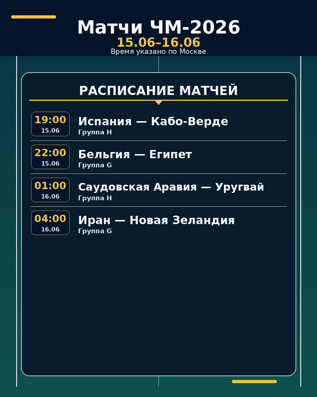 ЧМ-2026: матчи на ближайшие 24 часа